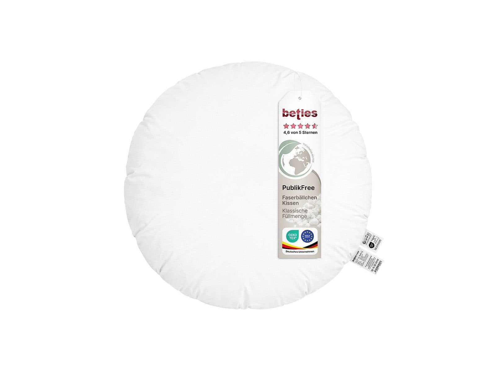 beties Deko-Kissen PublikFree Rund 50 cm Weiß Baumwolle - Bild 2