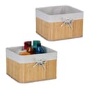 relaxdays Regalkorb Aufbewahrungskorb Set Bambus 2er-Pack Beige/Silber Bild 2