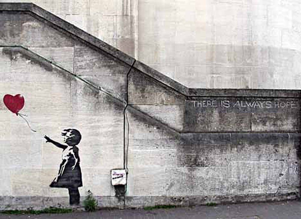 Close Up Banksy Poster Hope Girl With Red Balloon 59,3 x 42 cm - Bild 2