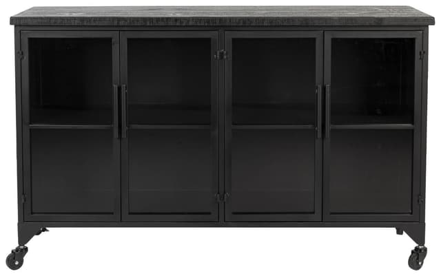 Vintage Vitrinenlowboard aus Holz