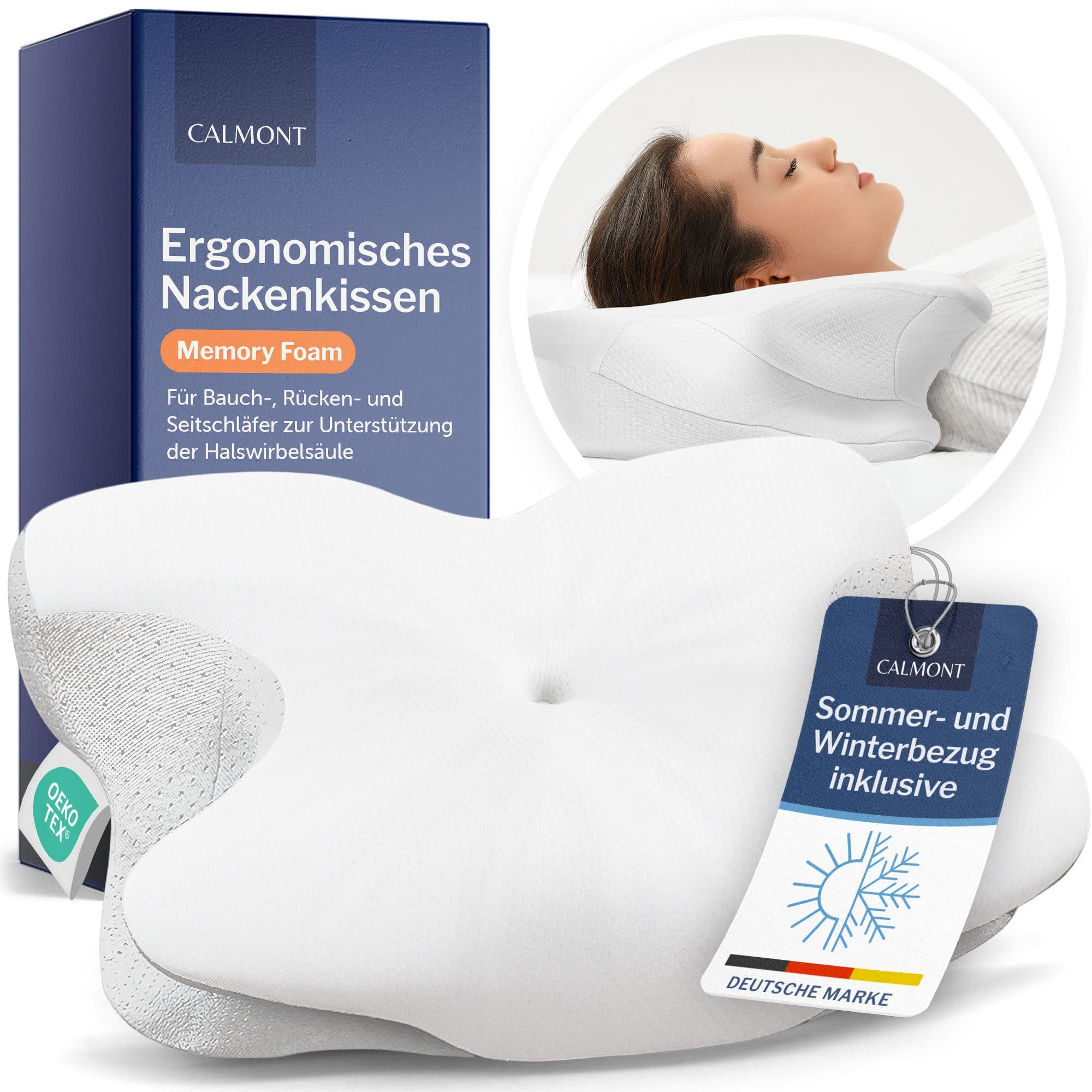 CALMONT Nackenstützkissen Memory Foam Orthopädisch Weiß - Bild 2