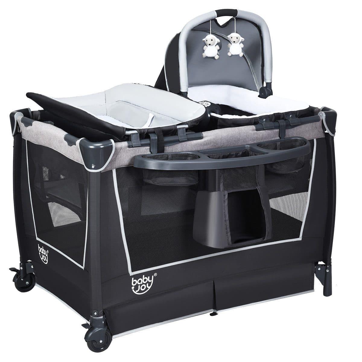 COSTWAY Baby-Reisebett Faltbar mit Spielbügel & Musikbox - Bild 2