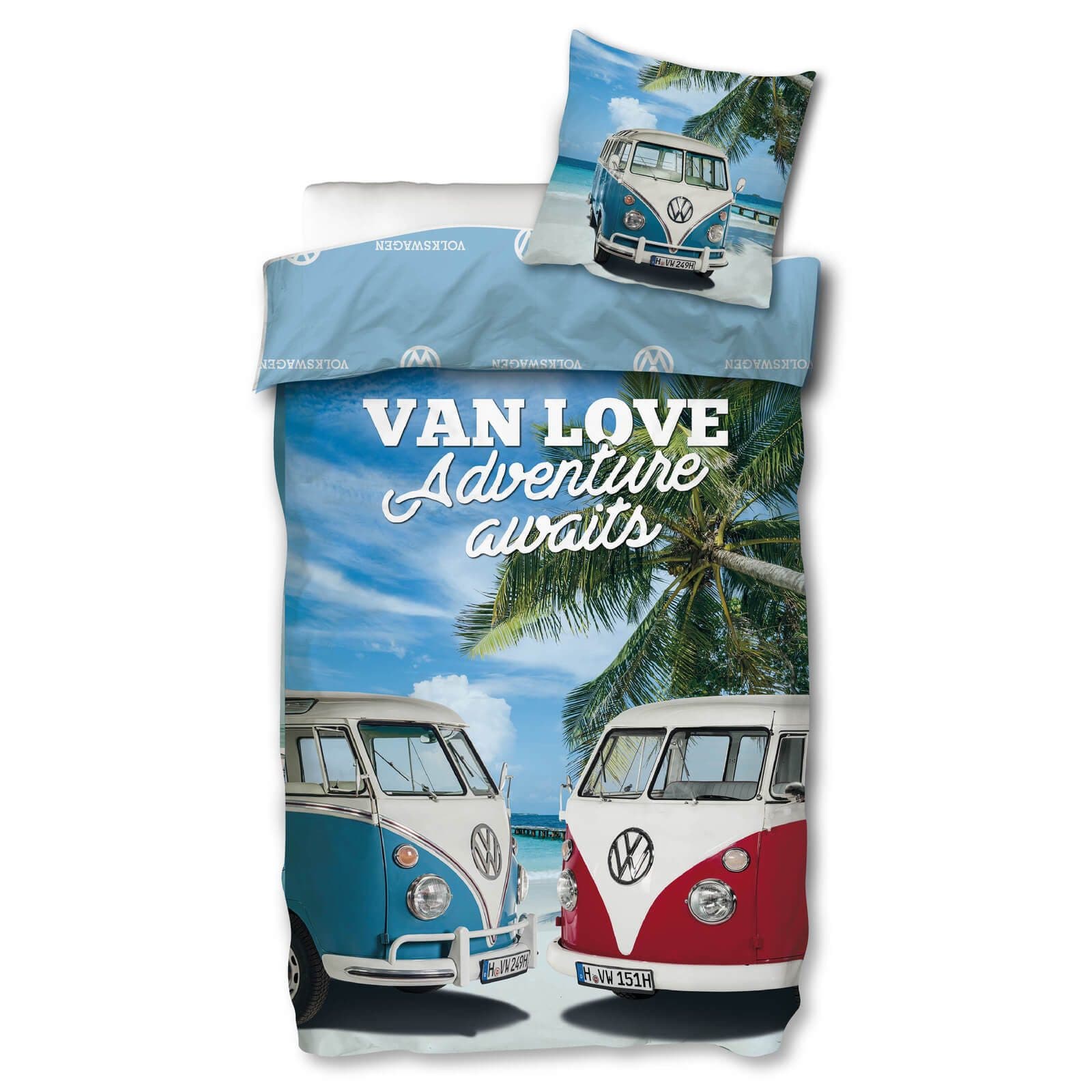 SkyBrands Bettwäsche VW Bulli T1 Van Love Renforcé 2-tlg. Blau/Bunt - Bild 2