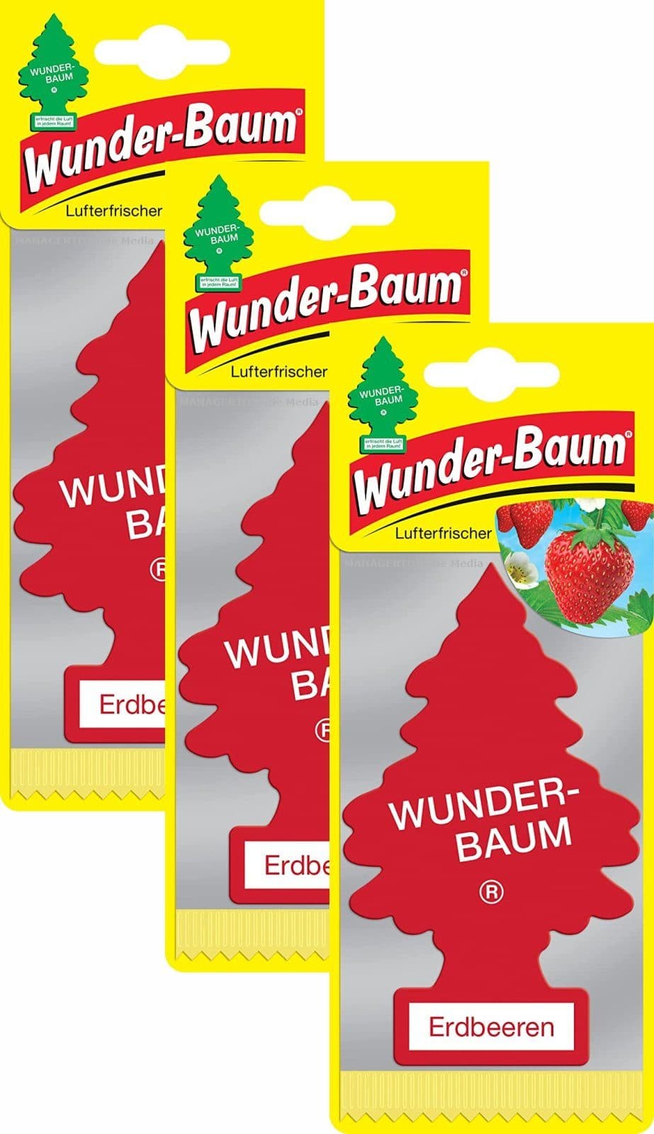 Wunder-Baum Dekohänger Erdbeeren 3er Set Lufterfrischer - Bild 2
