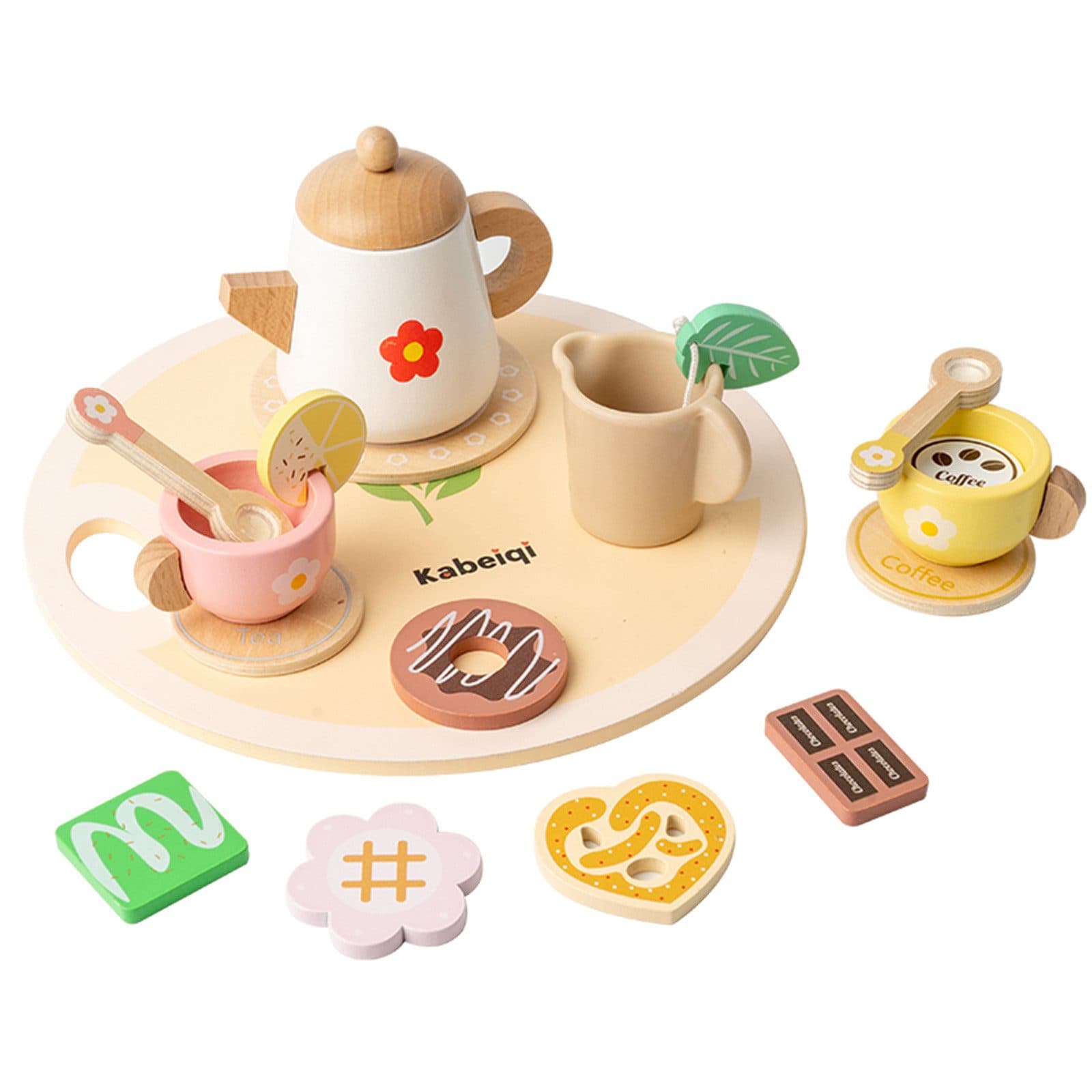 Esun Spielküche Tee Service Set Kinder Holz, 20-teiliges Teeset - Bild 2