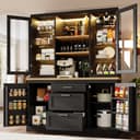 Flieks Küchenbuffet Schwarz mit LED-Beleuchtung und Glasböden Bild 2