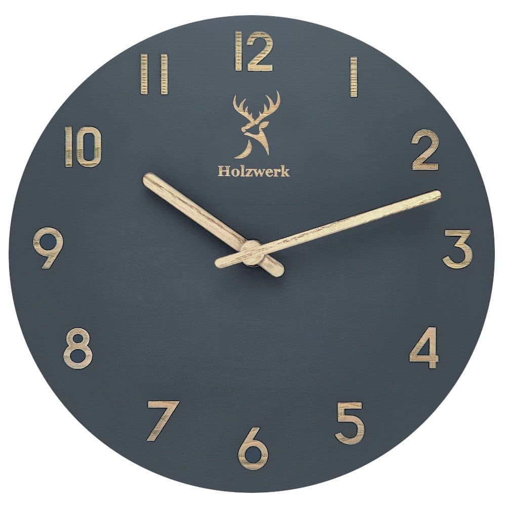 Holzwerk Wanduhr Designer Loft Quarzwanduhr aus Holz - Bild 2