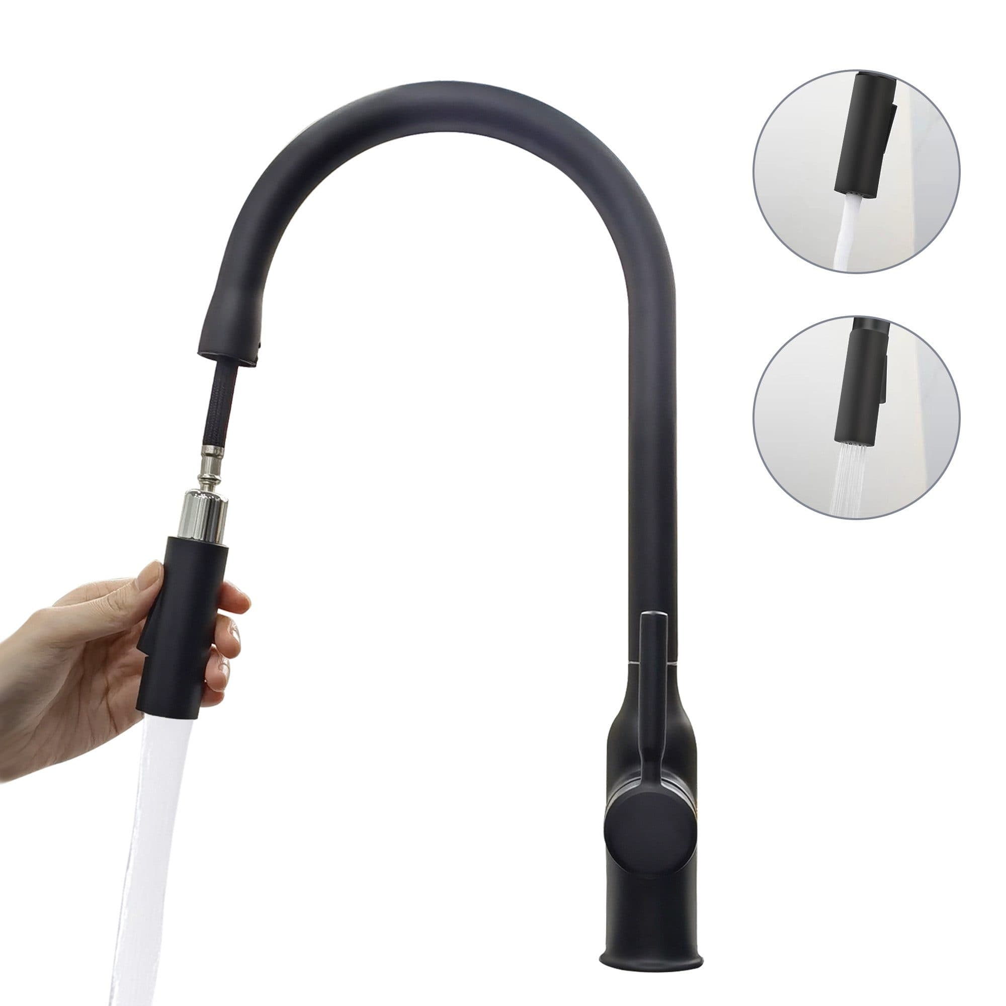 SEHAUSEU Ausziehbarer Küchenarmatur Wasserhahn Schwarz/Silber - Bild 2