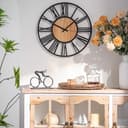 K&L Wall Art Wanduhr Industriell XL Schwarz/Braun Leise Bild 2