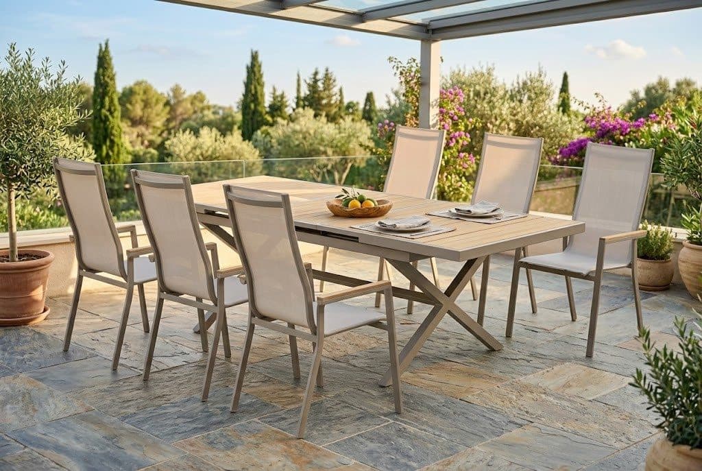 Gardissimo Garten-Essgruppe Luz 7-tlg. mit Ausziehtisch Aluminium Nonwood - Bild 2