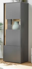 Furn.Design Standvitrine Center Vitrinenschrank in Grau mit Eiche 50 x 155 cm 2-türig Bild 2