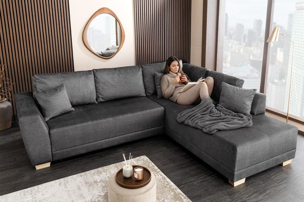 riess-ambiente Ecksofa NORWAY 250cm grau Samt mit Bettkasten - Bild 2