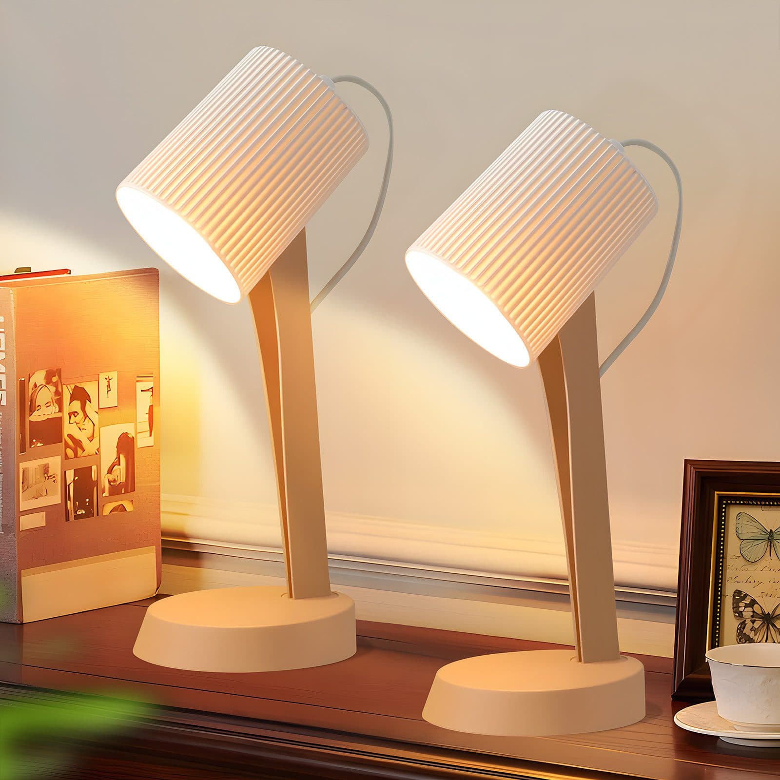 Nettlife Nachttischlampe 2er Set E14 Modern LED wechselbar Landhausstil - Bild 2