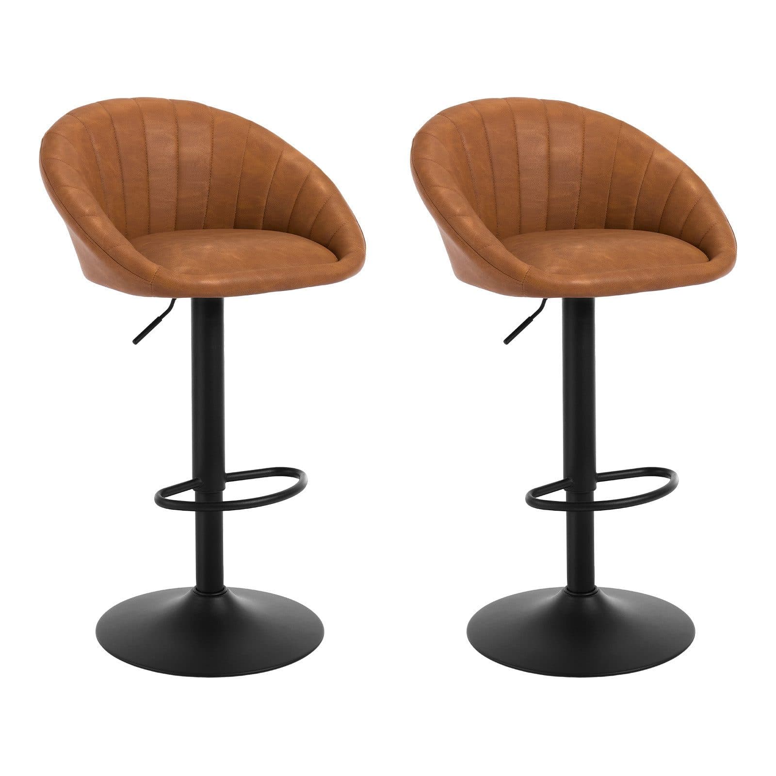 Woltu Barhocker 2er Set höhenverstellbar Kunstleder Braun - Bild 2