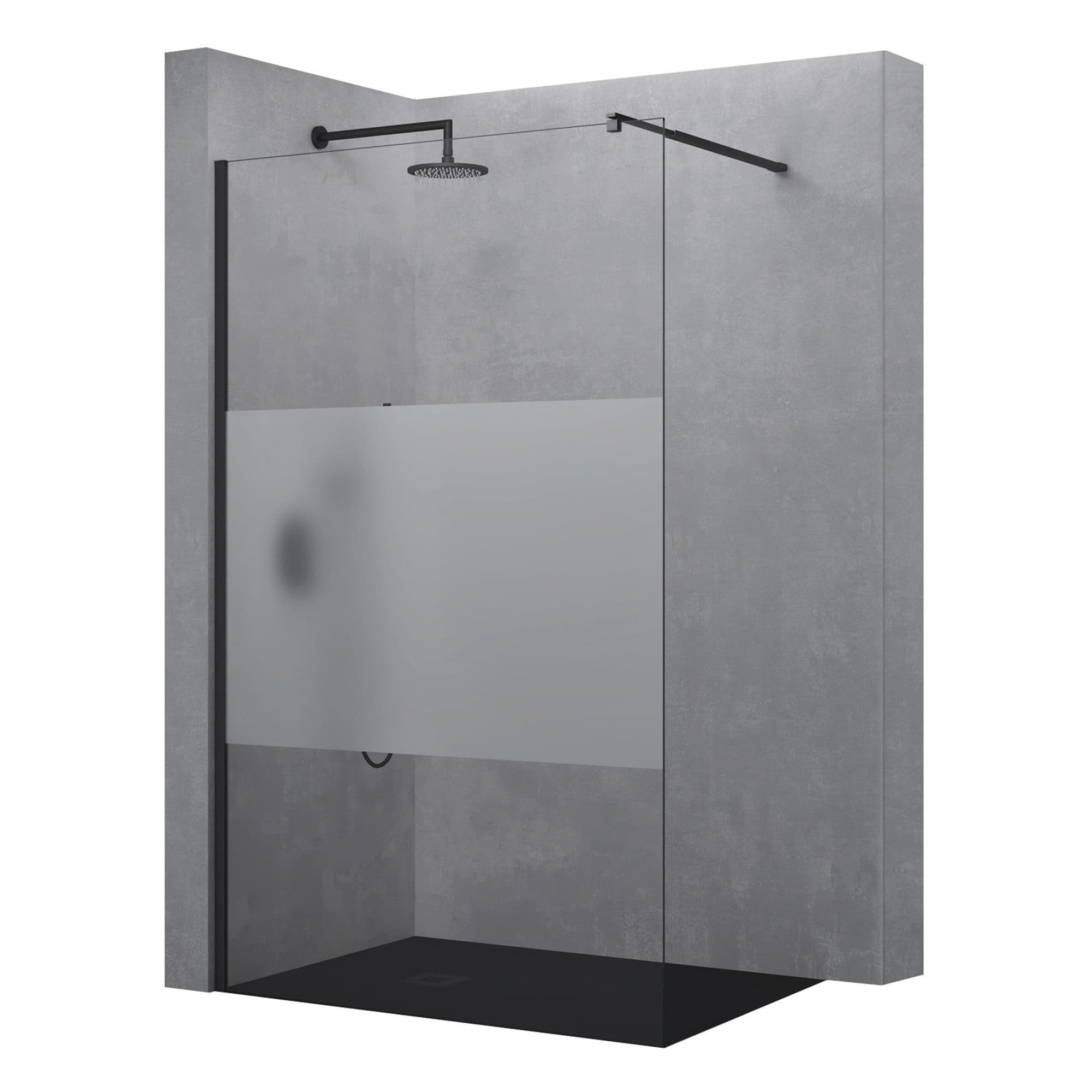 doporro Duschwand Schwarz ESG-Glas Nano - Bild 2