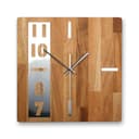 Kreative Feder Wanduhr Timeline Massivholz Eiche Modern Bild 2