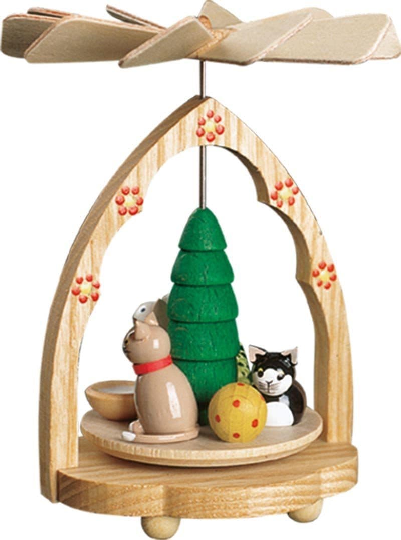 Richard Glaesser Weihnachtspyramide Katzen 11 cm Holz - Bild 2