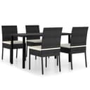 vidaXL Garten-Essgruppe 5-tlg. Schwarz Poly Rattan mit Glasplatte Bild 2