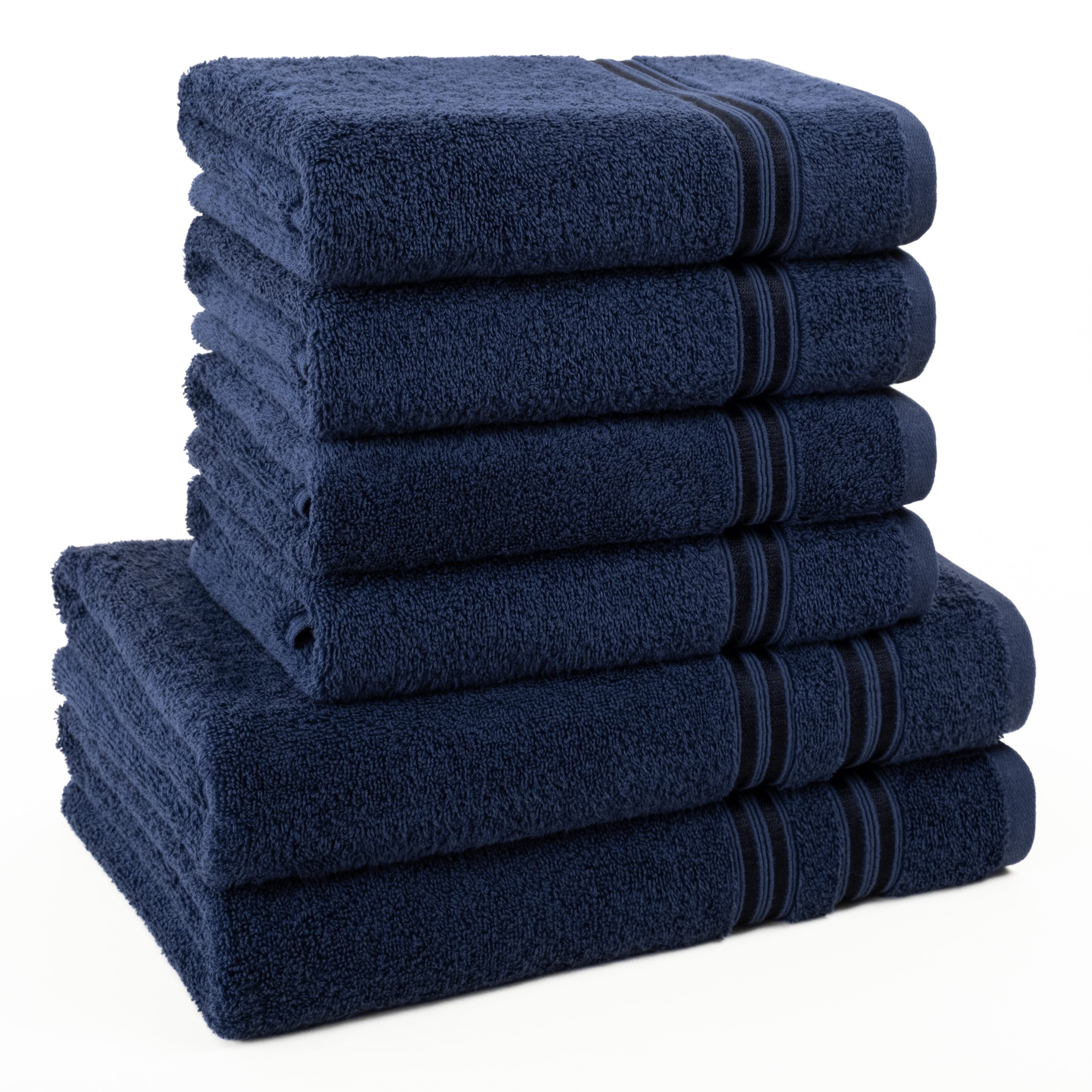 HAMMETEX 6-teiliges Handtuch Set Dunkelblau 100% Baumwolle Frottier - Bild 2