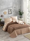 L'Essentiel Maison Bettdecke + Kopfkissen Set Braun Baumwolle Polyester Bild 2