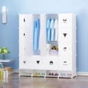 JEOBEST Kleiderschrank Tragbarer Regalsystem 20 Würfel Kunststoff Weiß Bild 2