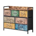 Mondeer Kommode Schubladenschrank mit 7 Blumenstoff Schubladen aus Vliesstoff, mit Metallrahmen Bild 2