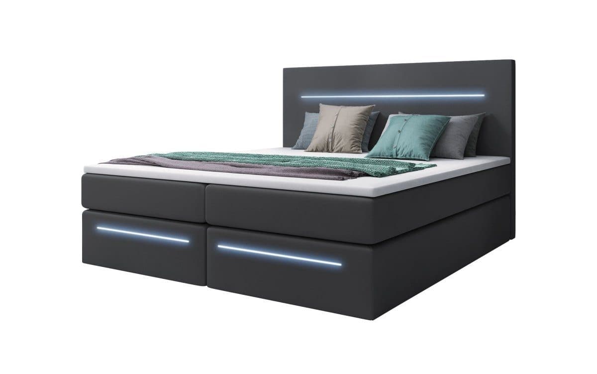 Luxusbetten24 Boxspringbett Sejour Grau mit LED und Stauraum - Bild 2