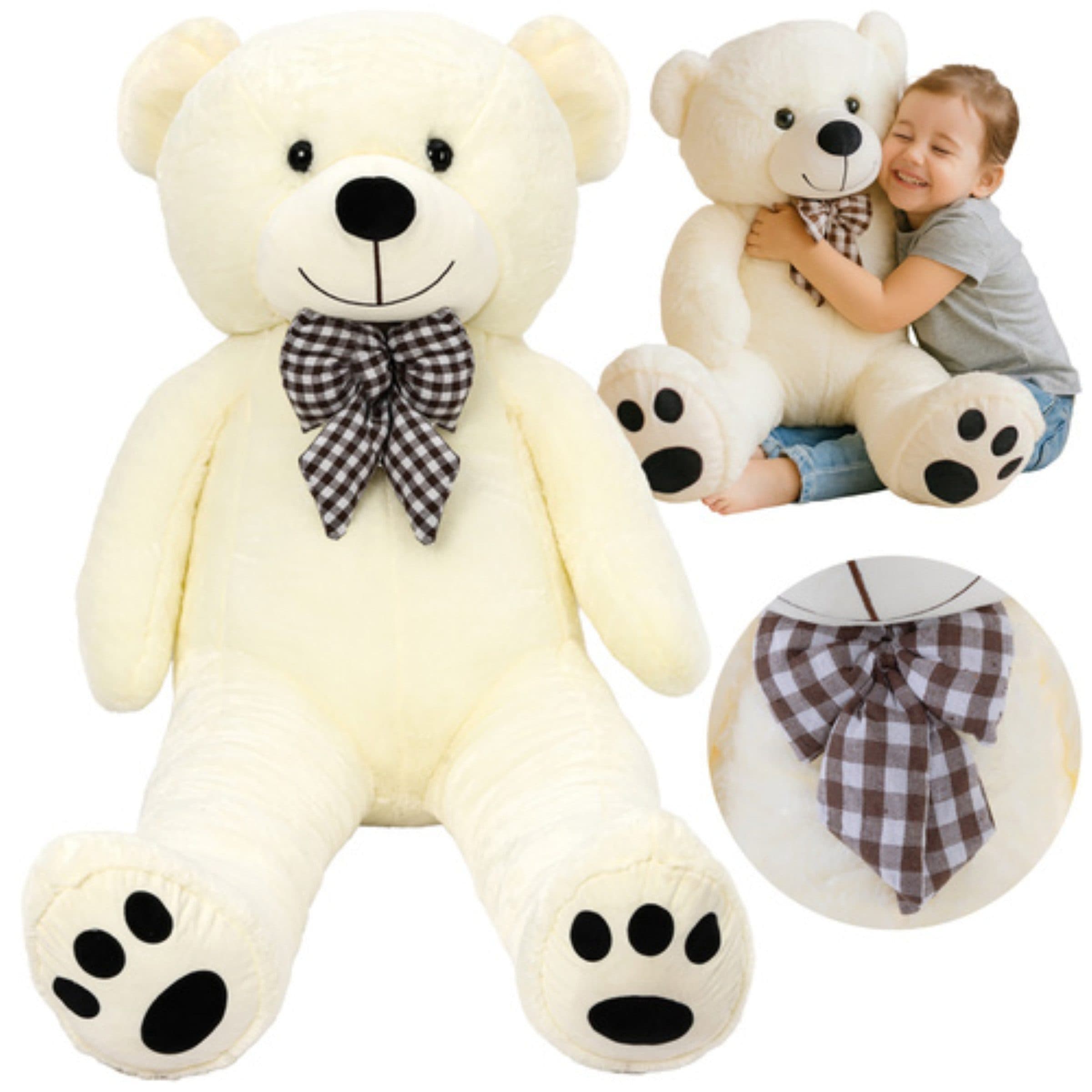 KRUZZEL Kuscheltier Teddybär 100 cm Plüschtier mit Schleife - Bild 2