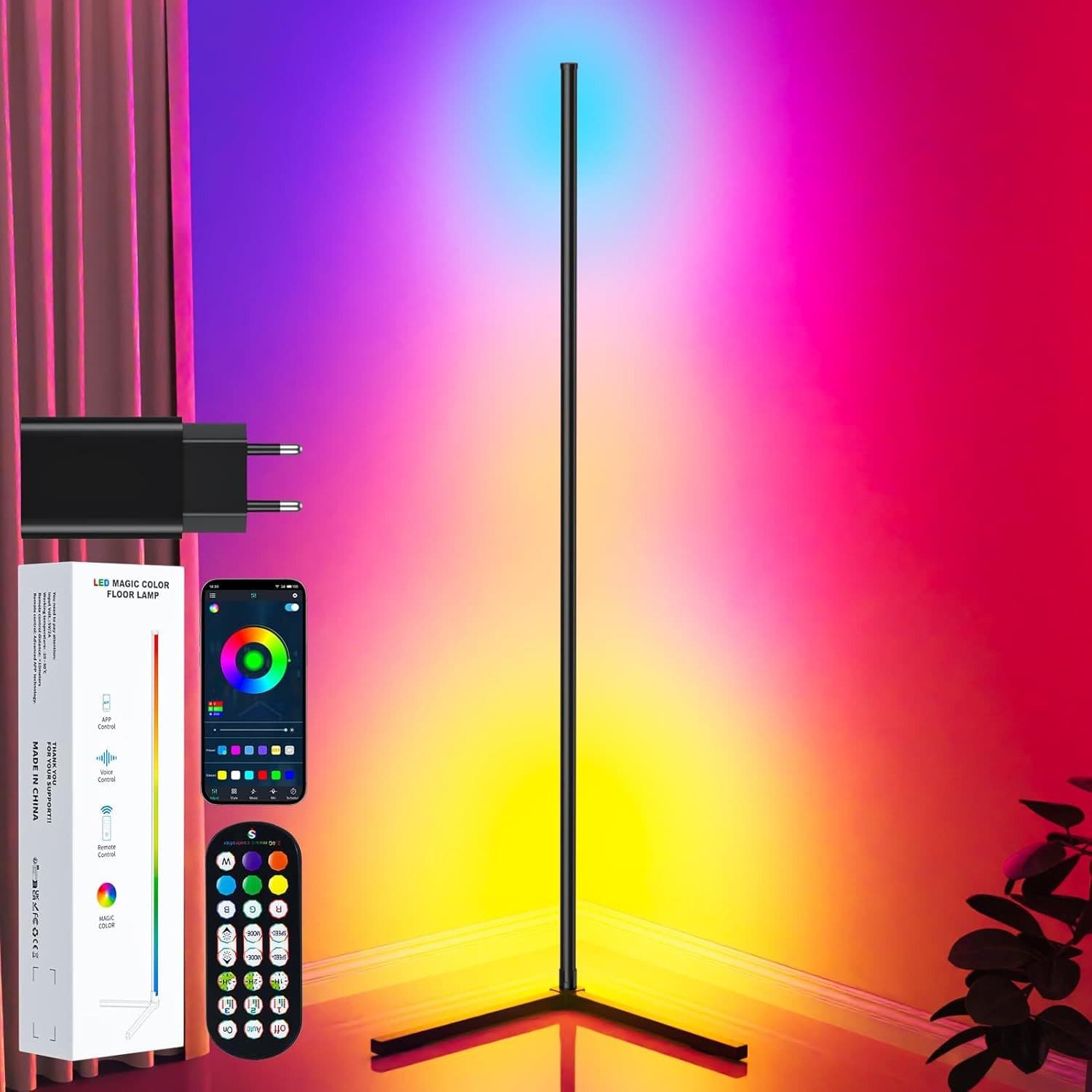 Lujasi LED Stehlampe RGB Ecklampe Dimmbar 165cm - Bild 2