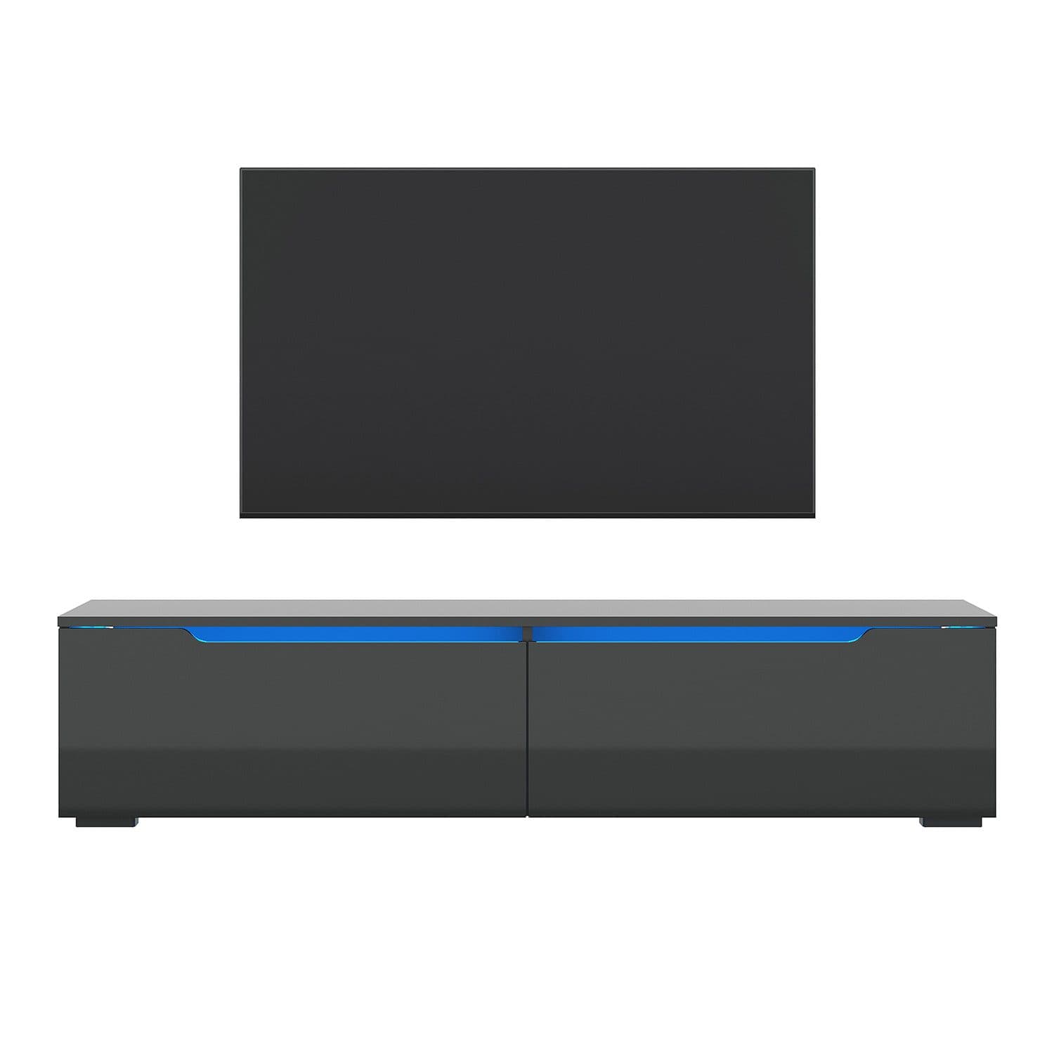 SONNI TV-Schrank Lowboard weiß/schwarz Hochglanz 100-200cm - Bild 2
