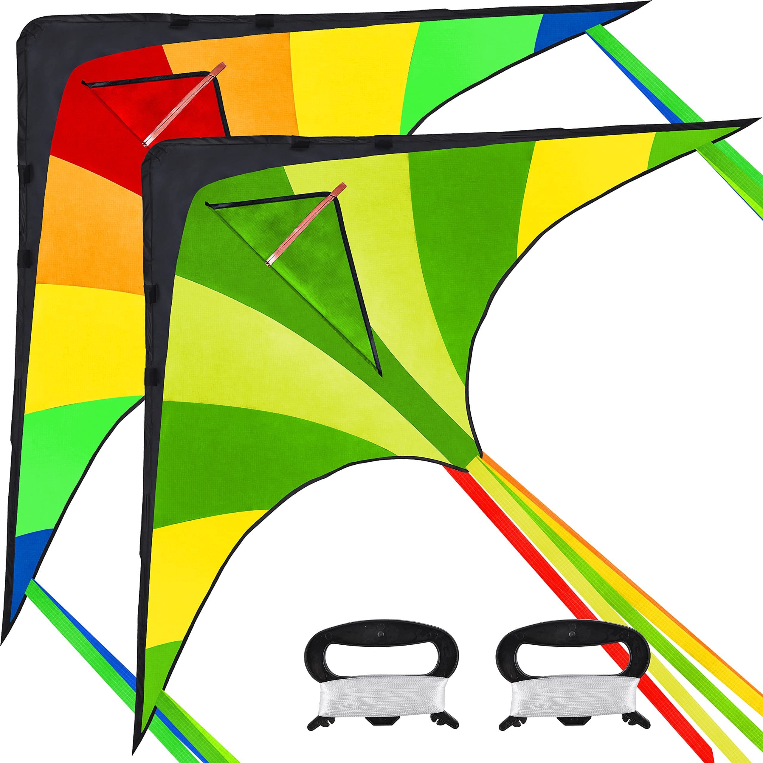 JOYIN Flug-Drache 2-tlg. Delta-Drachen Grün und Regenbogen - Bild 2