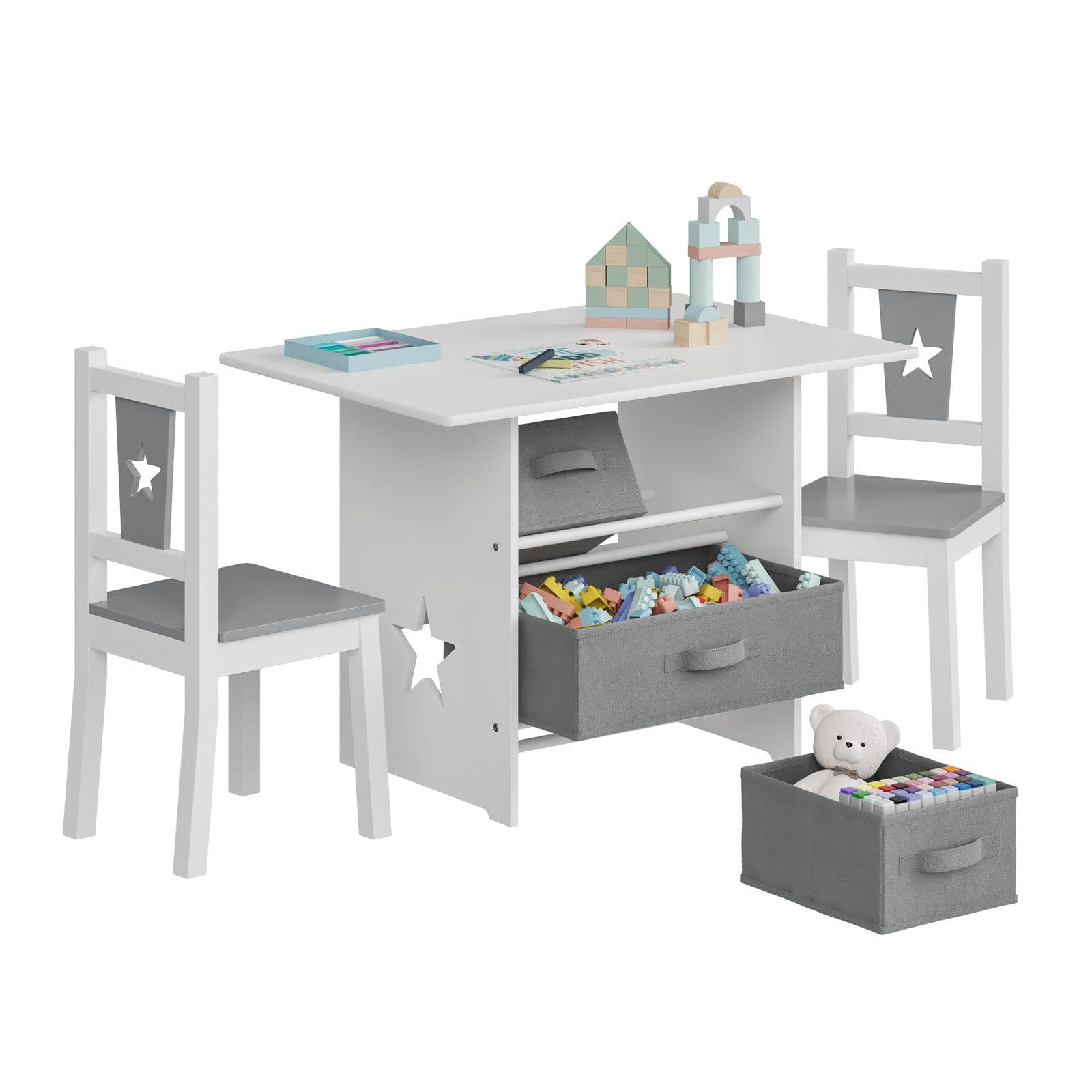 Woltu Kindersitzgruppe 3-tlg. mit 3 Körben Weiß/Grau - Bild 2