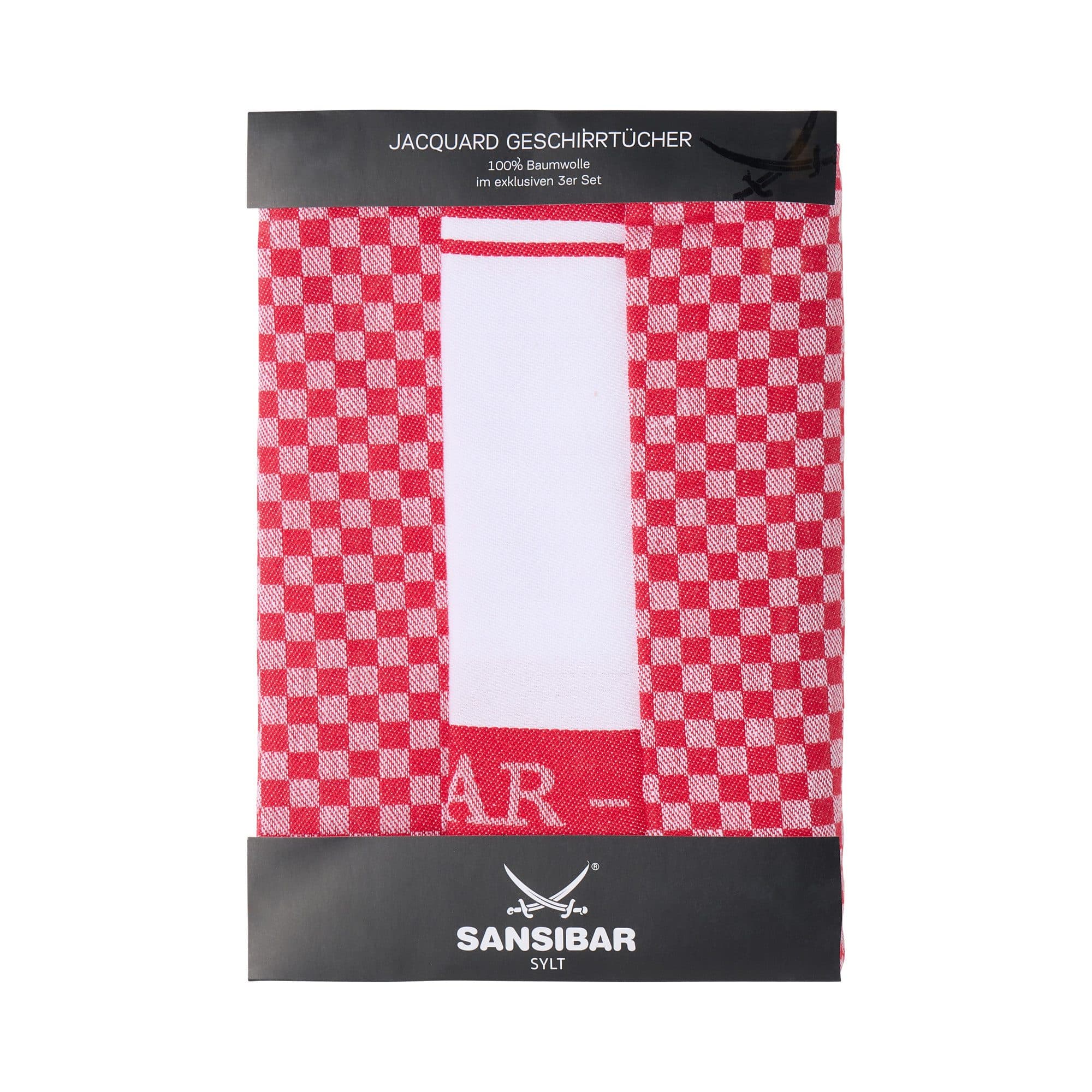 Sansibar Sylt Geschirrtuch-Set 3-tlg. Rot Jacquardgewebe Premium - Bild 2