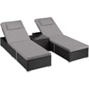 tectake Gartenliege Rattan-Doppelliege mit Tisch Schwarz Bild 2