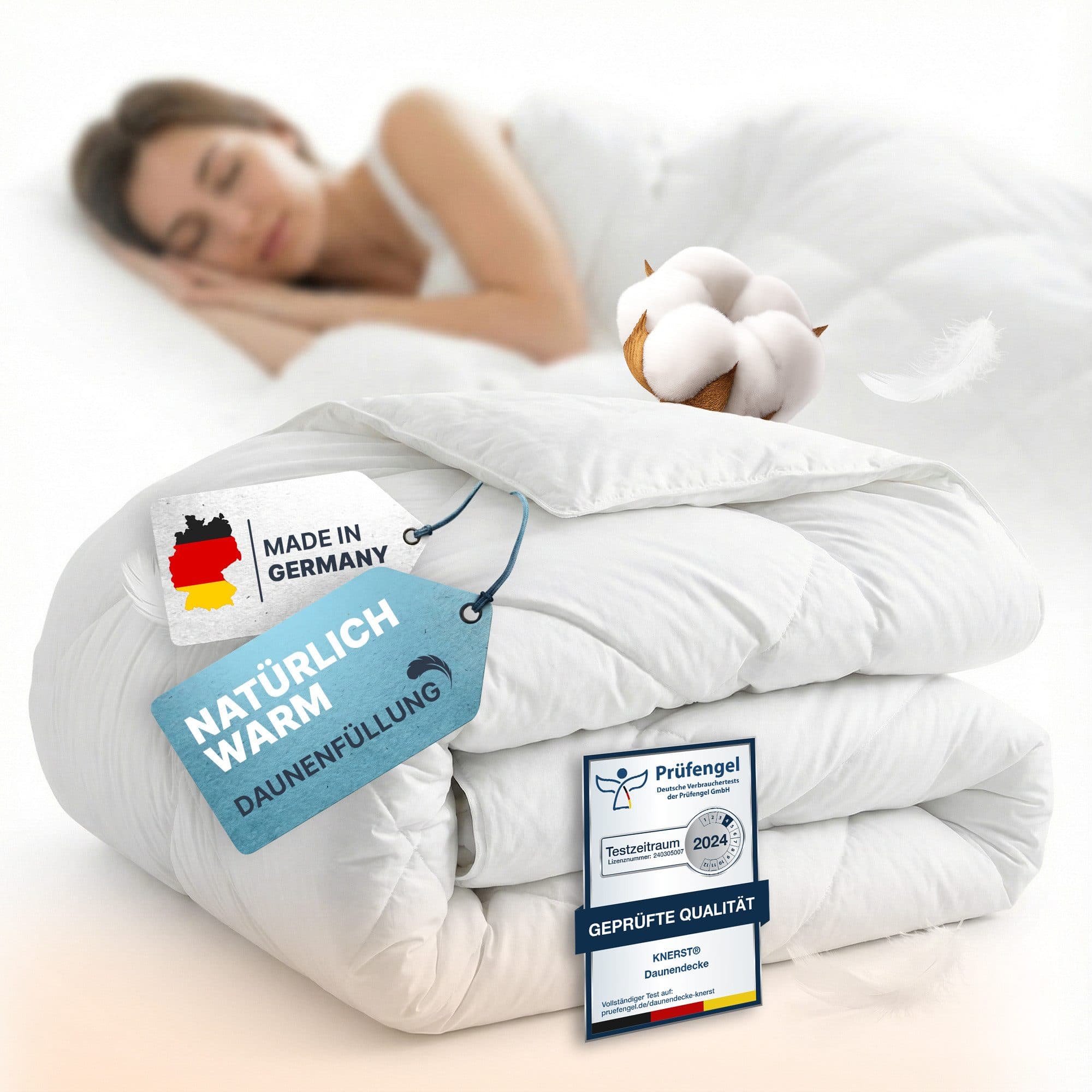 KNERST Federbettdecke Daunen und Federn Bettdecke Baumwollbezug - Bild 2