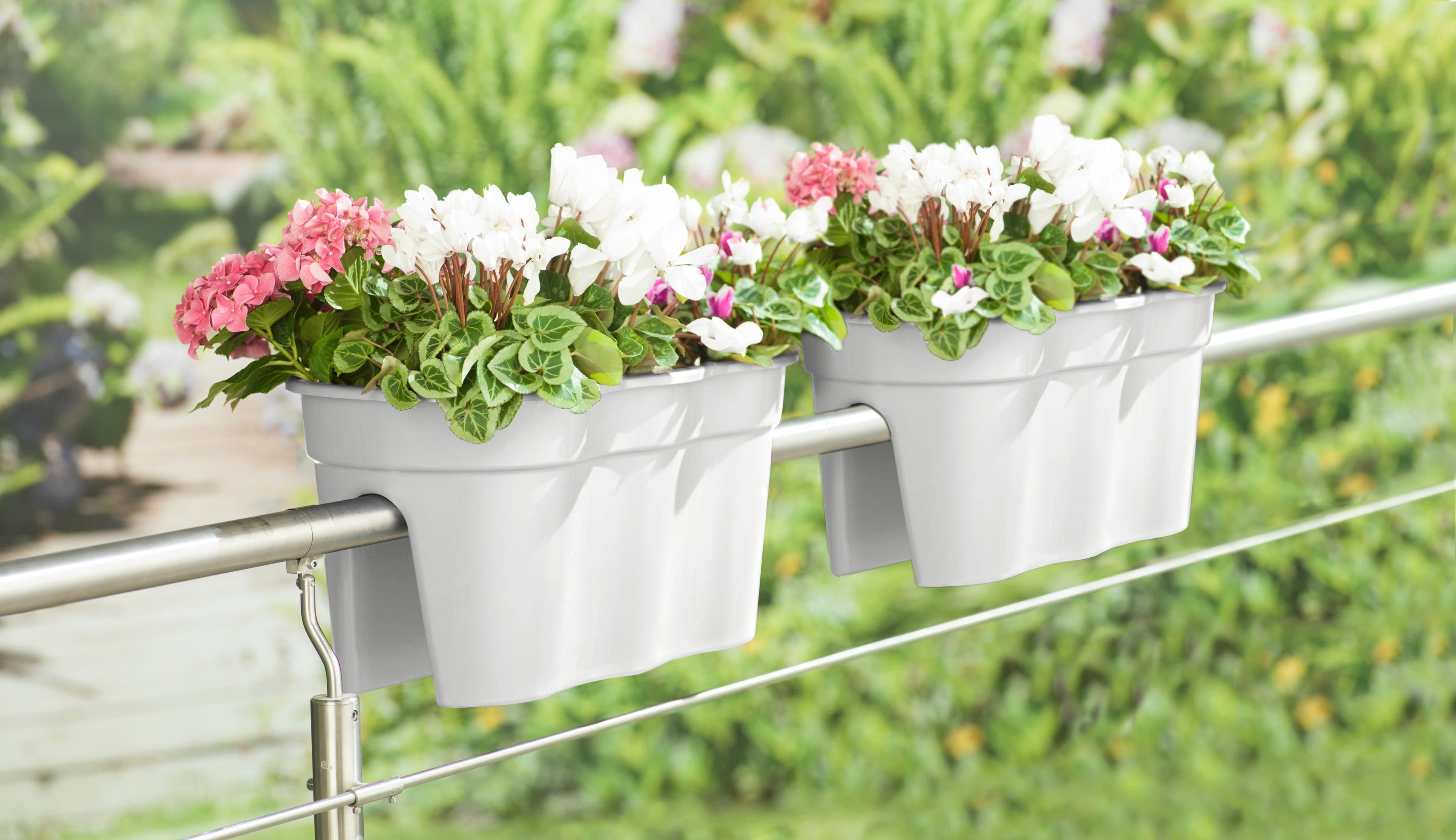 KHW Flowerclip XXL Balkonkasten 2er-Set Weiß Kunststoff - Bild 2