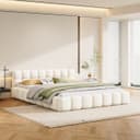 PXloue Polsterbett 160x200 cm Beige Leinen Lattenrost Bild 2