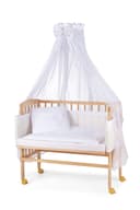Waldin Beistellbett Buche massiv weiß höhenverstellbar mit Matratze Bild 2