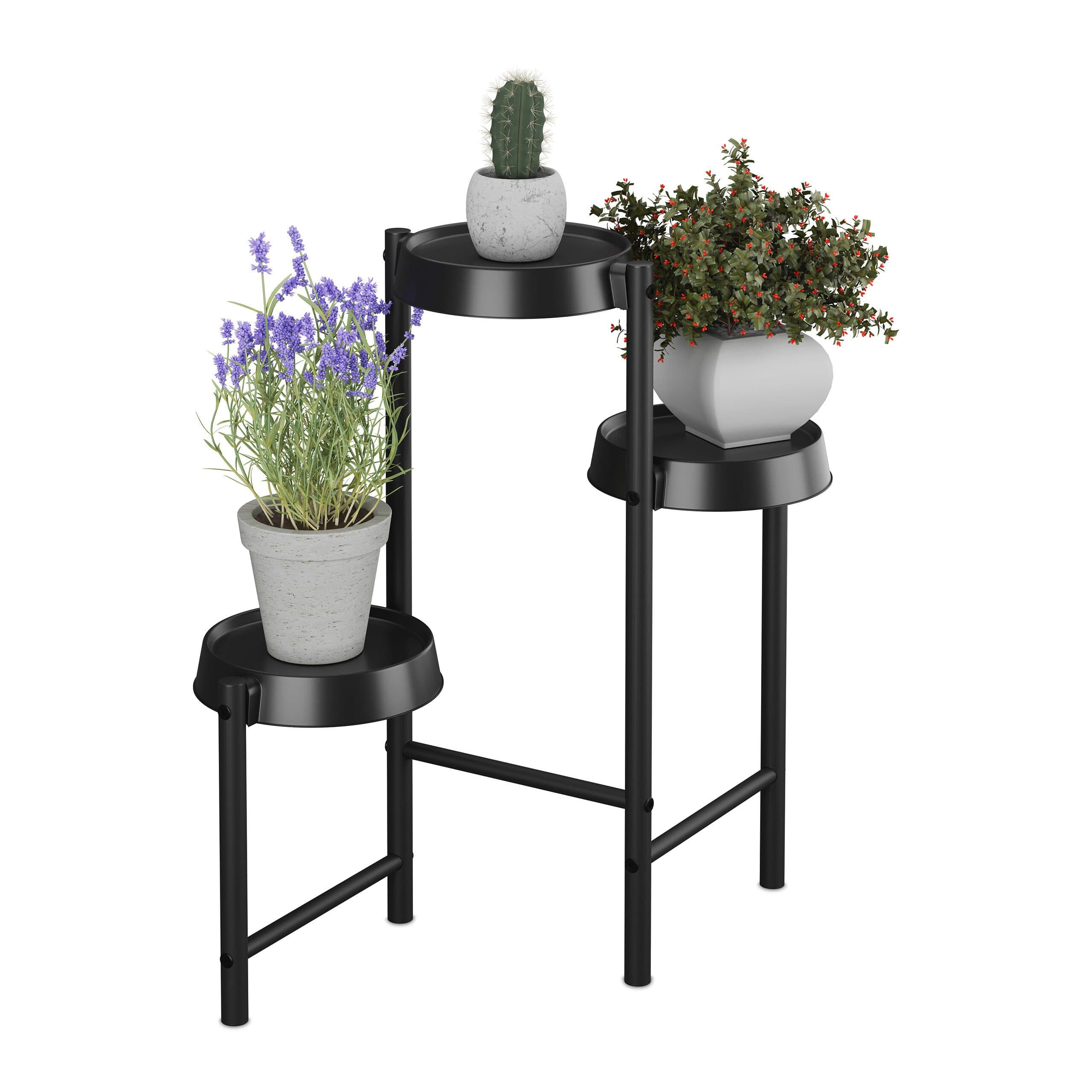 relaxdays Blumenständer Metall & Kunststoff Schwarz - Bild 2