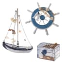 Flanacom Badaccessoires-Set Maritime Deko 3er Holz Steuerrad Schiff Schatztruhe Bild 2