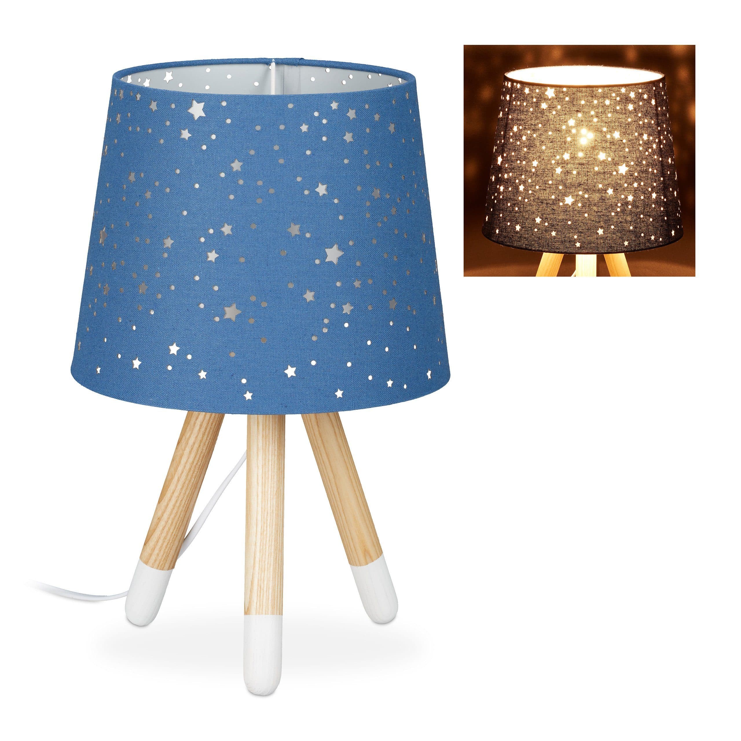 relaxdays Nachttischlampe Kinderzimmer Sterne blau - Bild 2