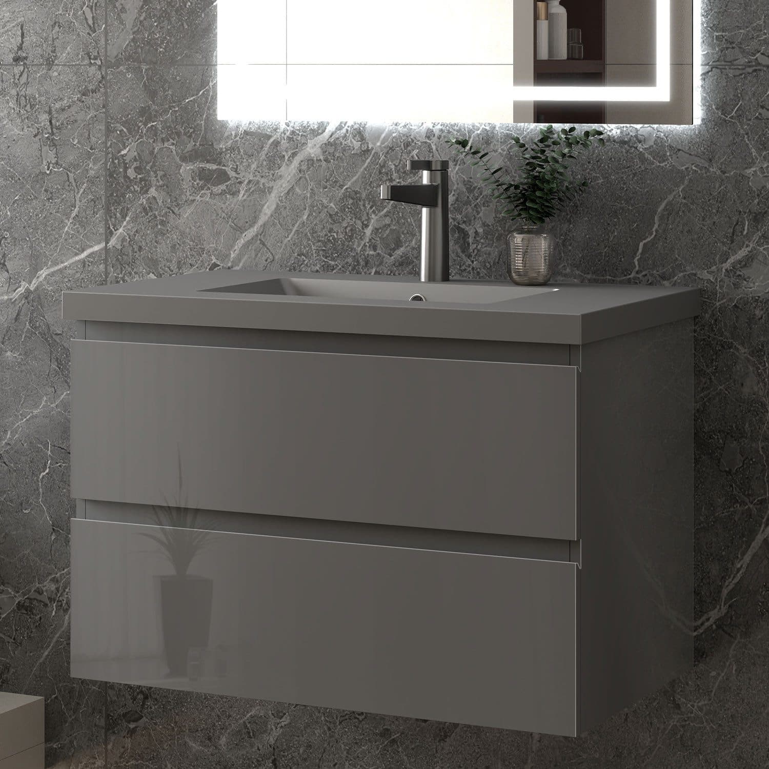 duschspa Waschtisch Waschbecken mit Unterschrank Dunklegrau - Bild 2