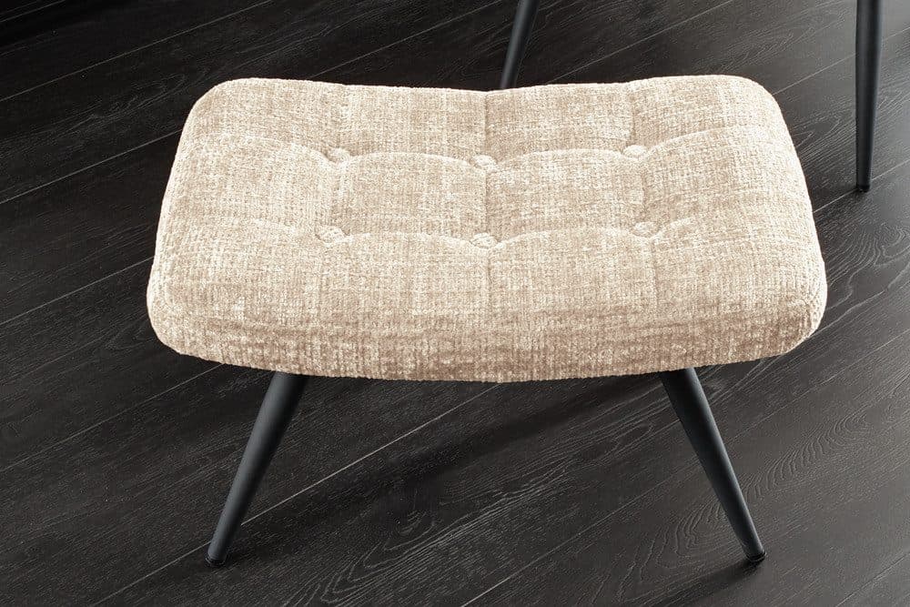 riess-ambiente Fußhocker SCANDINAVIA Champagner Schwarz Chenille Metallbeine - Bild 2