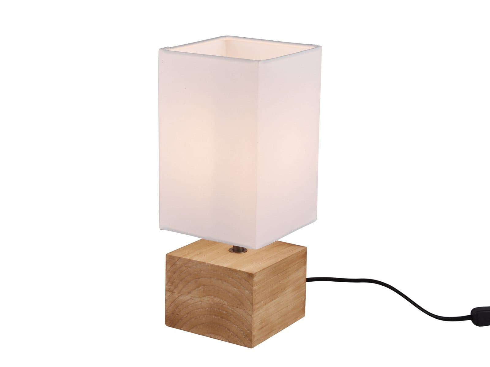 Reality Leuchten LED Nachttischlampe Dimmbar Weiß Holz Stoff - Bild 2