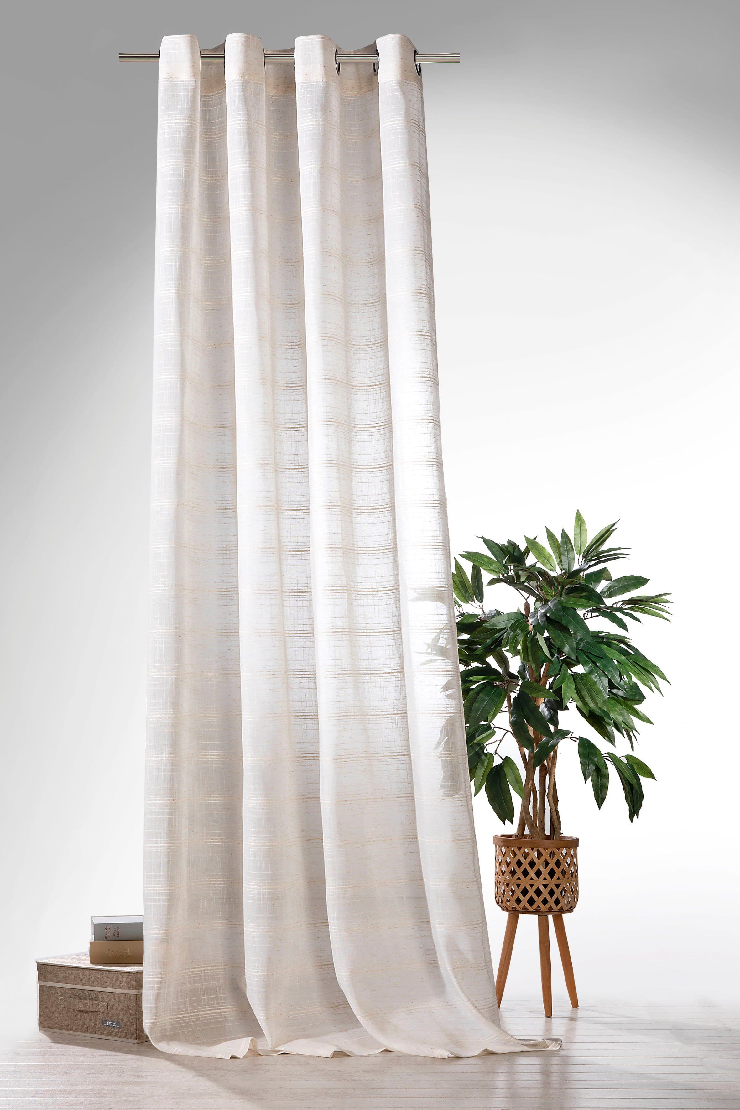 Vorhang WECKBRODT Boho Beige Leinen-Optik Ösenschal - Bild 2