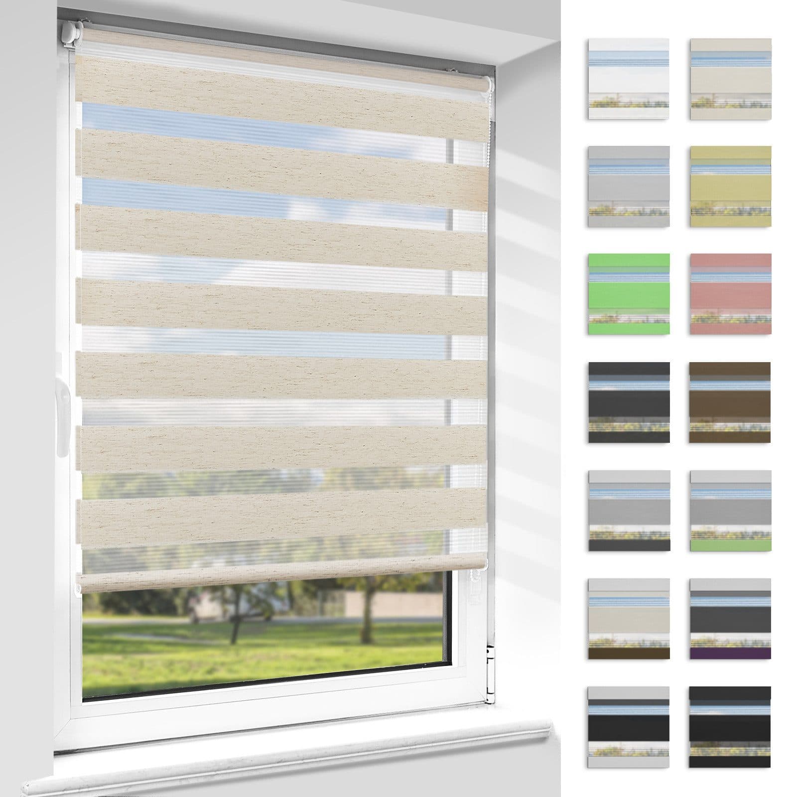Doppelrollo Ohne Bohren 130cm/150cm, Vkele, Blickdicht, Beige - Bild 2