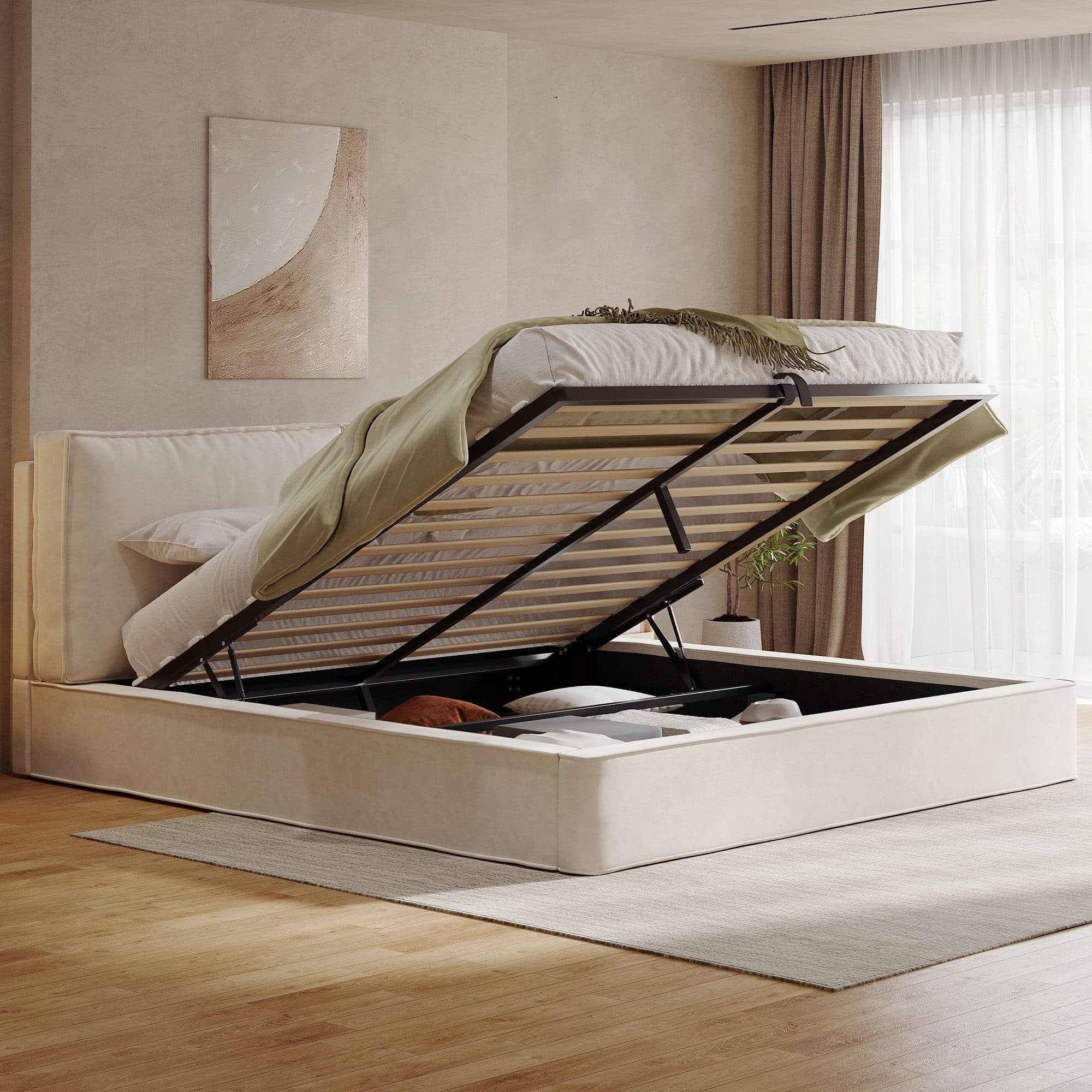 Flieks Polsterbett 160x200 mit Stauraum und Chenille-Bezug - Bild 2
