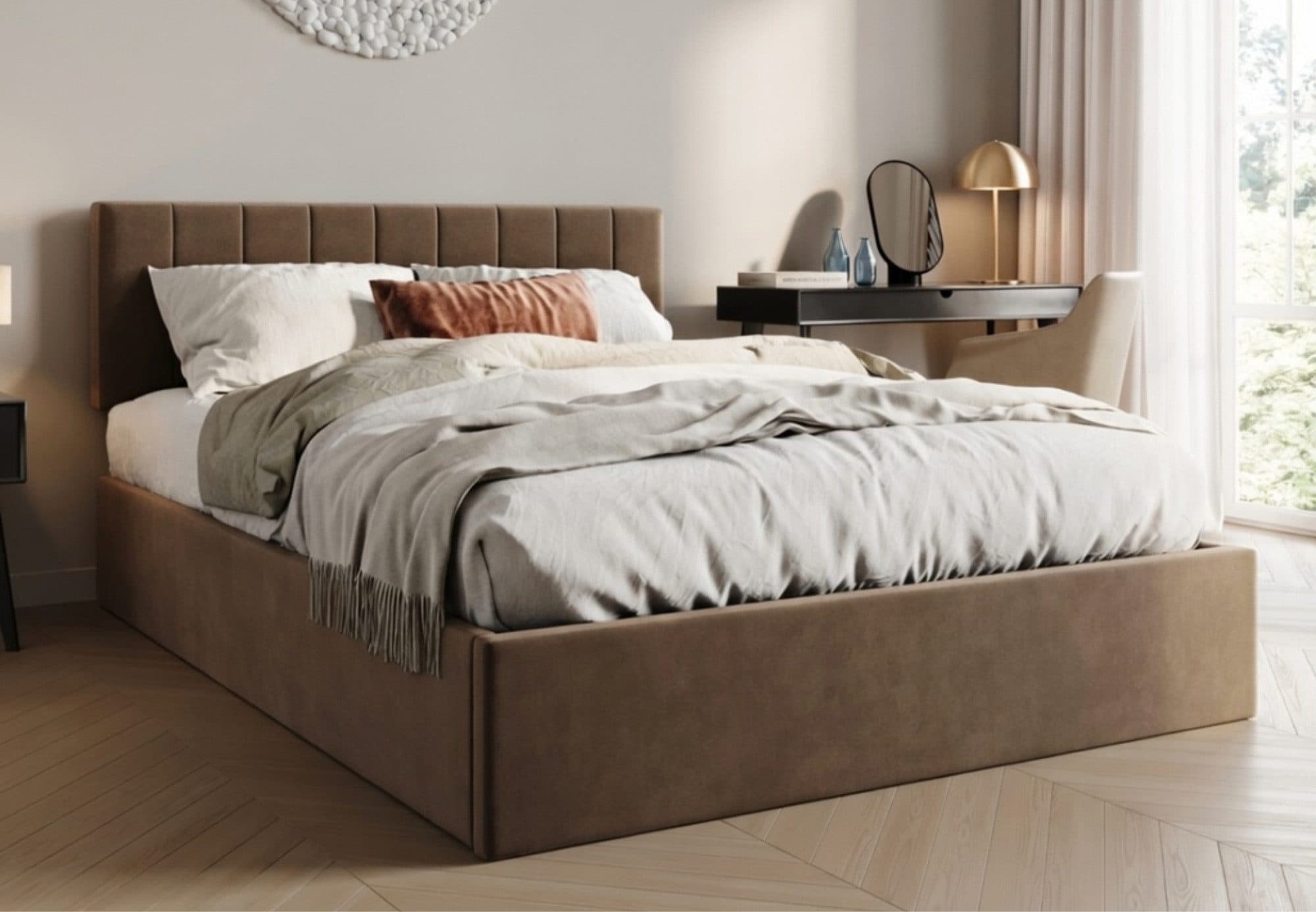 Home Collective Polsterbett mit Stauraum und Lattenrost Beige - Bild 2