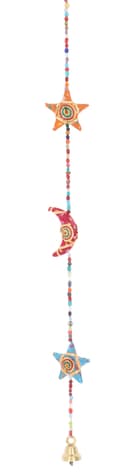 Indische Stoffkette Deko Mobile mit Sternen & Glocke Bild 2