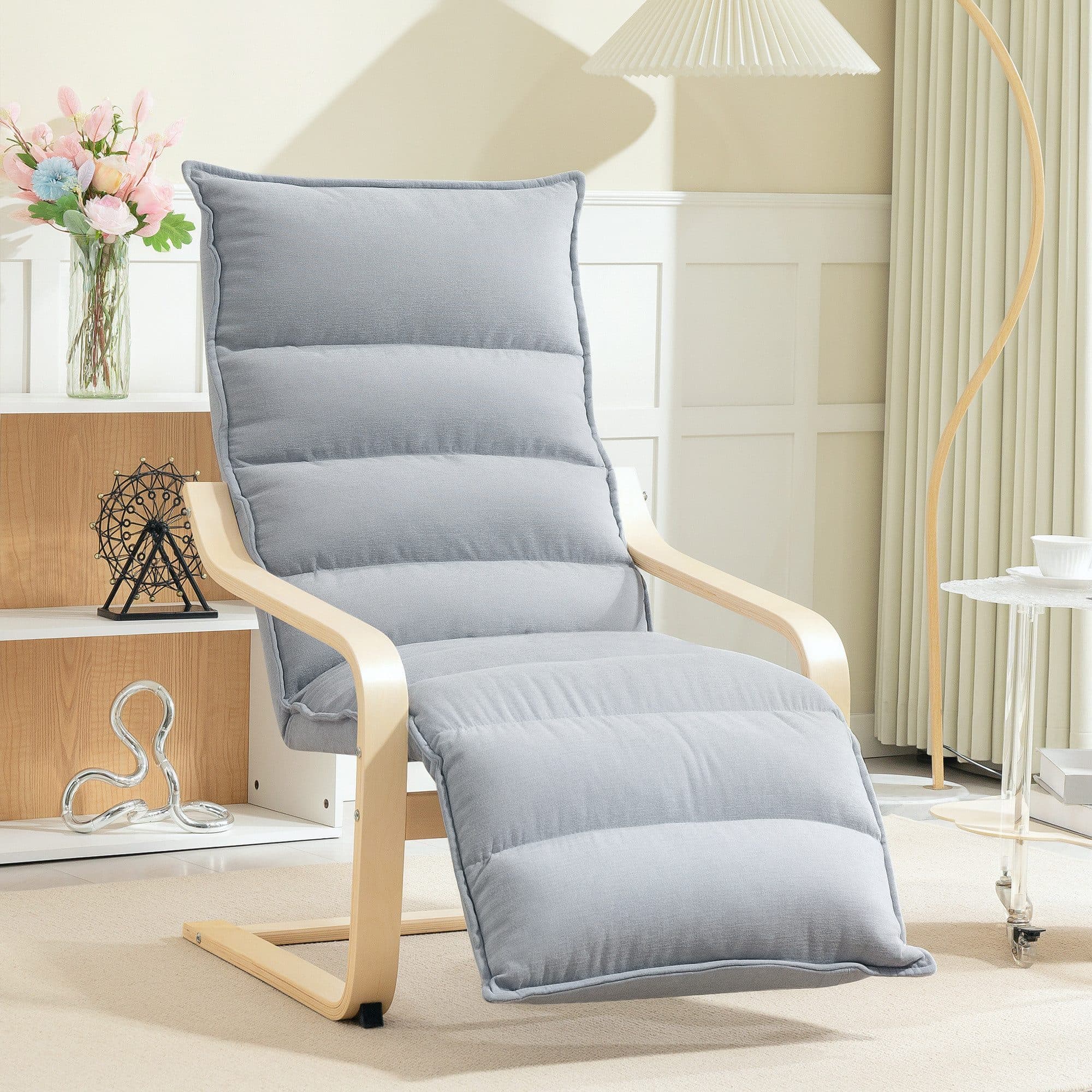 HOMCOM Relaxsessel Lounge-Sessel mit verstellbarer Fußstütze Hellgrau - Bild 2